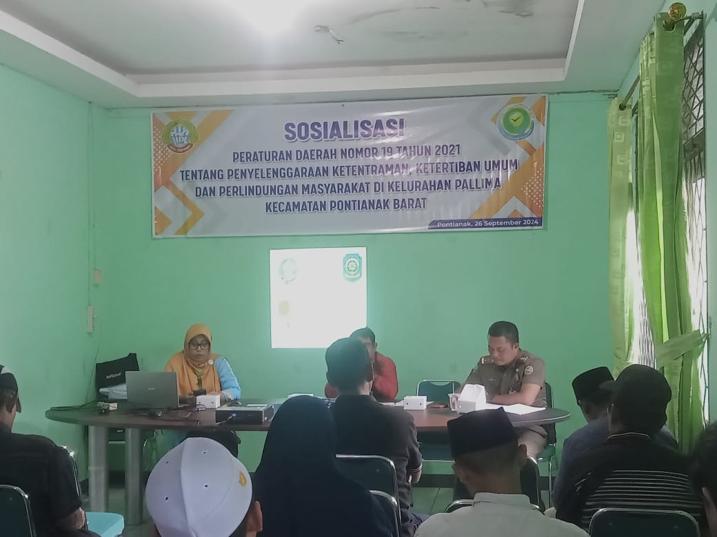 KEGIATAN SOSIALISASI TRANTIB "SOSIALISASI PERDA NOMOR 19 TAHUN 2021 TENTANG PENYELENGGARAAN KETENTRAMAN, KETERTIBAN UMUM DAN PERLINDUNGAN MASYARAKAT" DI KELURAHAN PALLIMA